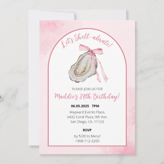 Save The Date Fêtons l'Aquarelle rose Coquette Oyster (Devant)