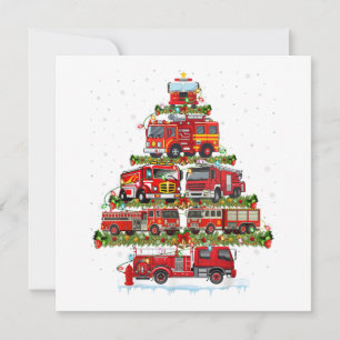 Save The Date Feu de camion feux Pompier Camion d'incendie Noël