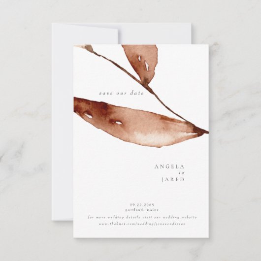 Save The Date Feuillage aquarelle automne Simplicité (Devant)