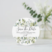 Save The Date Feuillage aquarelle de verdure élégante (Debout devant)