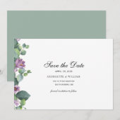 Save The Date Feuillage botanique d'eucalyptus Script (Devant / Derrière)