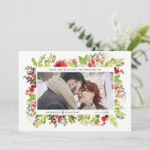 Save The Date feuillage botanique d'hiver aquarelle rouge photo (Debout devant)