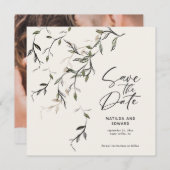 Save The Date Feuillage botanique en feuilles croquées mariage m (Devant / Derrière)