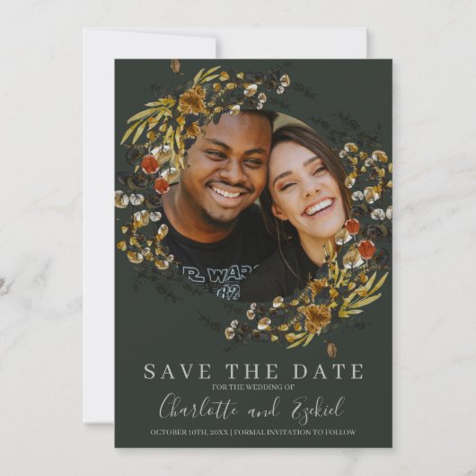 Save The Date Feuillage d'automne Mariage de automne de verdure  (Devant)