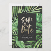 Save The Date Feuillage de feuille de palme tropicale et écritur (Devant)