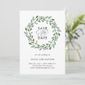 Save The Date Feuillage Minimaliste | Photo de mariage au dos (Debout devant)