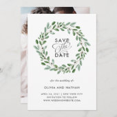 Save The Date Feuillage Minimaliste | Photo de mariage au dos (Devant / Derrière)