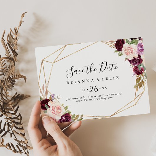 Save The Date Feuillage végétal rustique Mariage horizontal