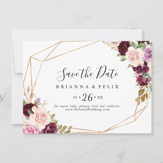 Save The Date Feuillage végétal rustique Mariage horizontal (Devant)