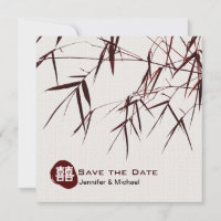 Feuille bambou/Mariage oriental double bonheur