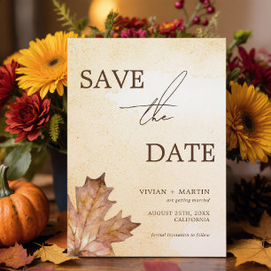 Save The Date Feuille de érable automnal aquarelle orange brûlé