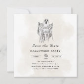 Save The Date Feuille de fantôme de bois effrayant classique Hal (Devant)