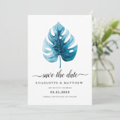 Save The Date Feuille de Monstera aquarelle tropicale simple mod (Debout devant)