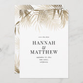 Save The Date Feuille de palme d'or enregistrer le mariage date (Devant / Derrière)