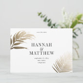 Save The Date Feuille de palme d'or enregistrer le mariage date (Debout devant)