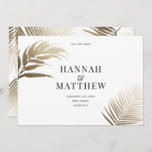 Save The Date Feuille de palme d'or enregistrer le mariage date (Devant / Derrière)