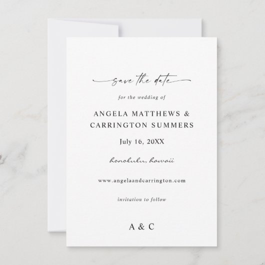 Save The Date Feuille de palme tropicale Enregistrer la date Pho (Dos)