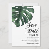 Save The Date Feuille de palme tropicale Monstera Enregistrer la (Devant)