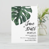 Save The Date Feuille de palme tropicale Monstera Enregistrer la (Debout devant)