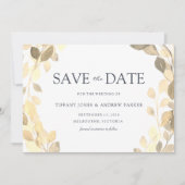 Save The Date Feuille d'or Élégant Mariage automne automne (Devant)