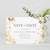 Save The Date Feuille d'or Élégant Mariage automne automne (Debout devant)