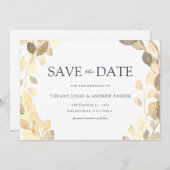 Save The Date Feuille d'or Élégant Mariage automne automne (Devant / Derrière)