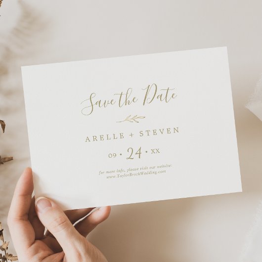 Save The Date Feuille minimale | Gold Horizontal