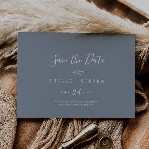 Save The Date Feuille minimale   Horizontal bleu et blanc