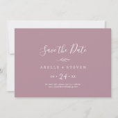 Save The Date Feuille minimale | Mauve Horizontal Enregistrer La (Devant)