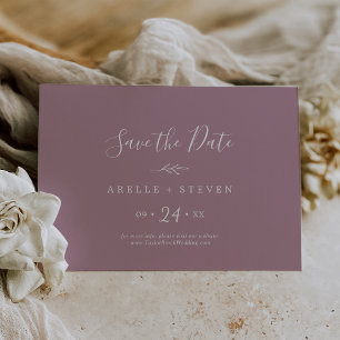 Save The Date Feuille minimale   Mauve Horizontal Enregistrer La
