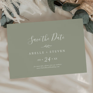 Save The Date Feuille minimale Sage Vert Horizontal Enregistre
