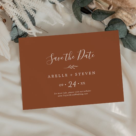 Save The Date Feuille minimale | Terracotta Horizontal Enregistr