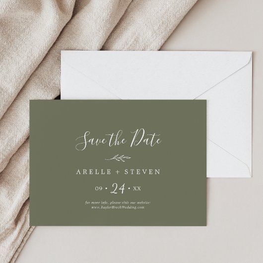 Save The Date Feuille minimale | Vert foncé Horizontal Enregistr