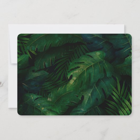 Save The Date Feuille Motif Mariage vert foncé (Dos)