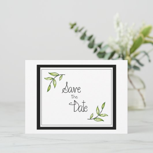 Save The Date Feuille verte Enregistrer la date (Debout devant)