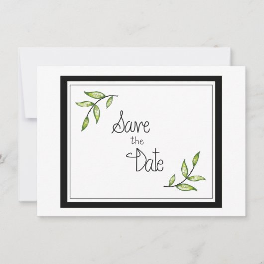 Save The Date Feuille Verte Sauvegarder La Date (Devant)