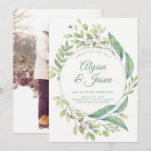 Save The Date Feuille Verte | Sauvegarder la Date avec Photo et (Devant / Derrière)