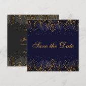 Save The Date Feuilles Bleu et Or Delicate Enregistrer la date (Devant / Derrière)