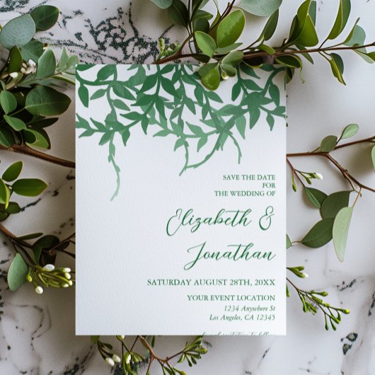 Save The Date Feuilles Botaniques Rustiques Mariage