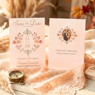 Save The Date Feuilles d'aquarelle automnale Élégance de campagn