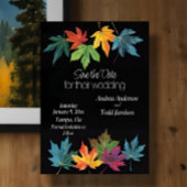 Save The Date Feuilles d'automne contraste noir mariage