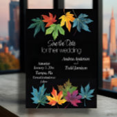 Save The Date Feuilles d'automne contraste noir mariage