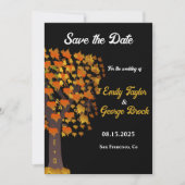 Save The Date Feuilles d'automne élégantes Arbre sculpté Chic Ma (Devant)
