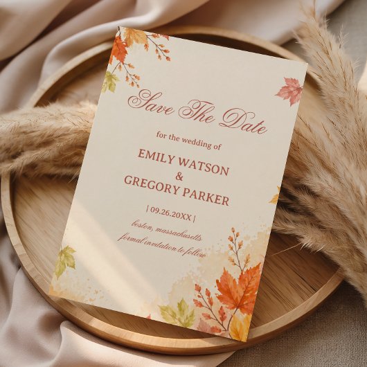 Save The Date Feuilles d'Automne Élégantes Chaudes