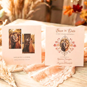 Save The Date Feuilles d'automne élégantes Vintage 3 Photo Maria