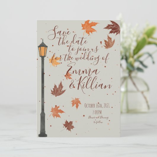 Save The Date Feuilles d'automne et feux (Debout devant)