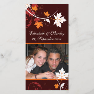 Save The Date Feuilles d'automne orange rouge blanc mariage Enre
