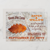 Save The Date Feuilles D'Automne Rustique Bois Plat Enregistrer (Devant / Derrière)