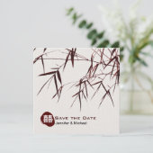 Save The Date Feuilles de bambou/Double bonheur oriental mariage (Debout devant)