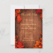 Save The Date Feuilles de bois rustiques d'automne (Devant)